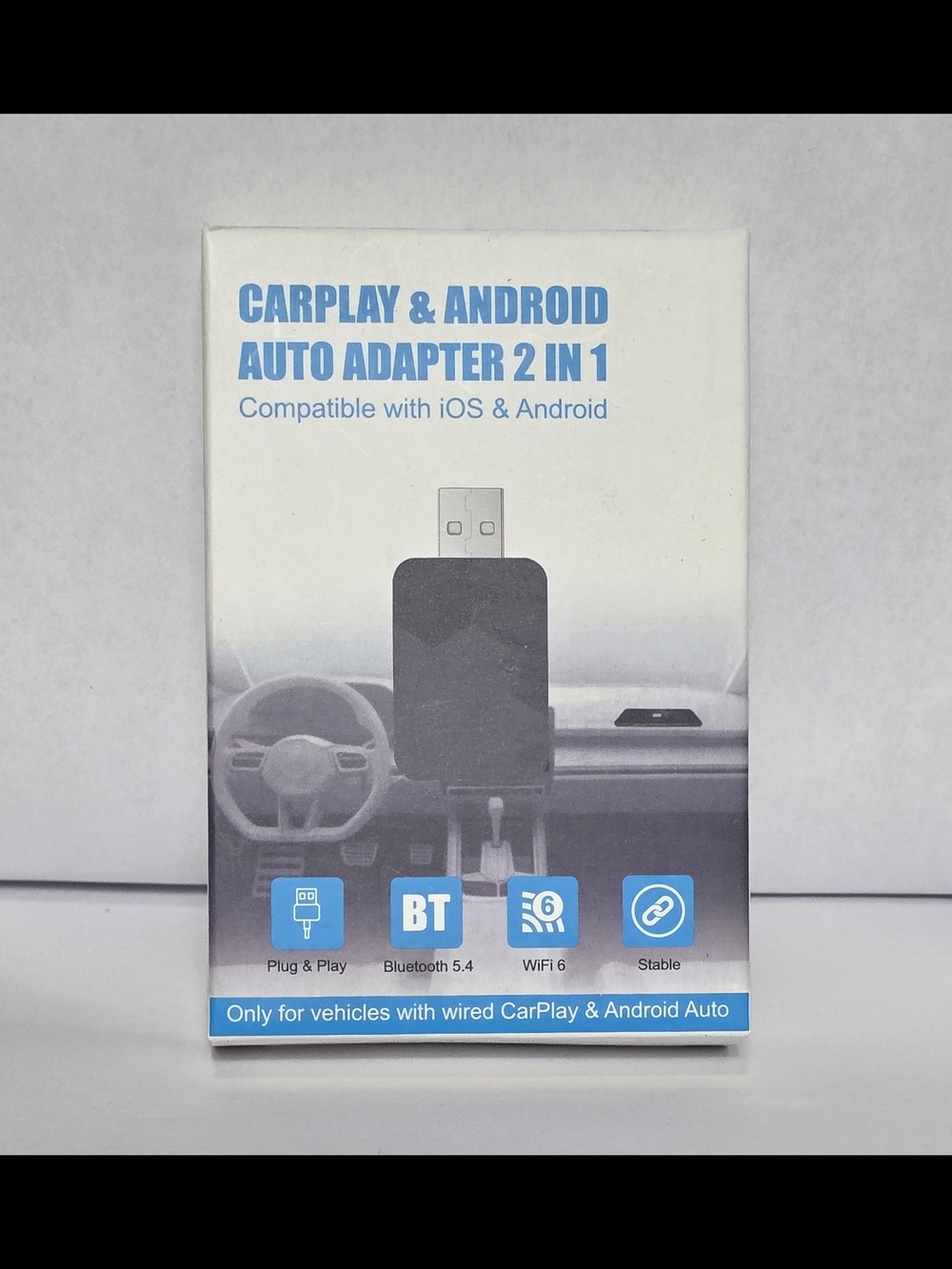 2 in 1 Carplay & Android Auto Adapter Dongle Compatible with iOS & Android
